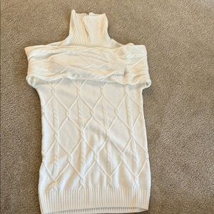 Elegant Cream Turtleneck Sweater Dress